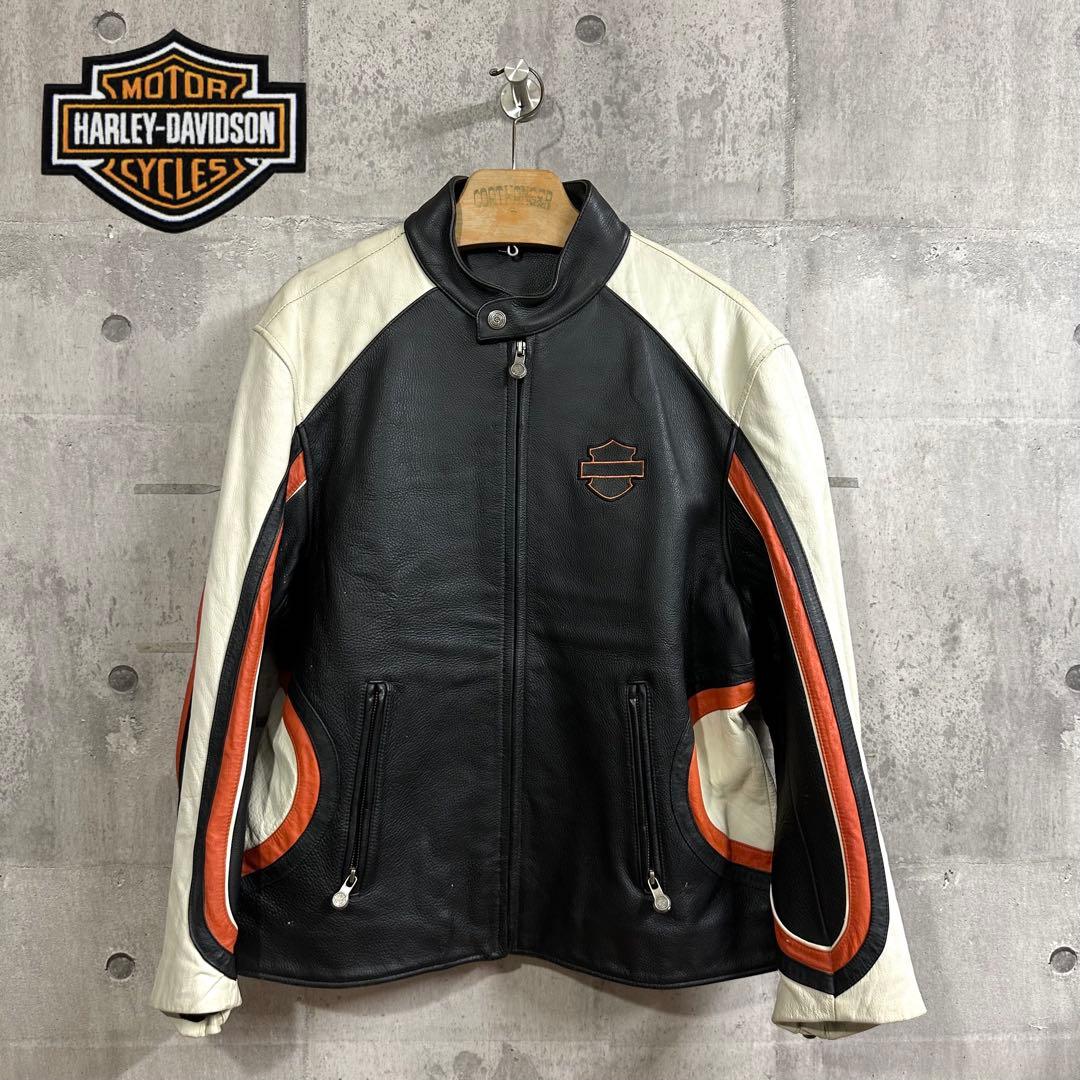 h*~様 ★HARLEY-DAVIDSON★本革 シングルライダース ビッグロゴ