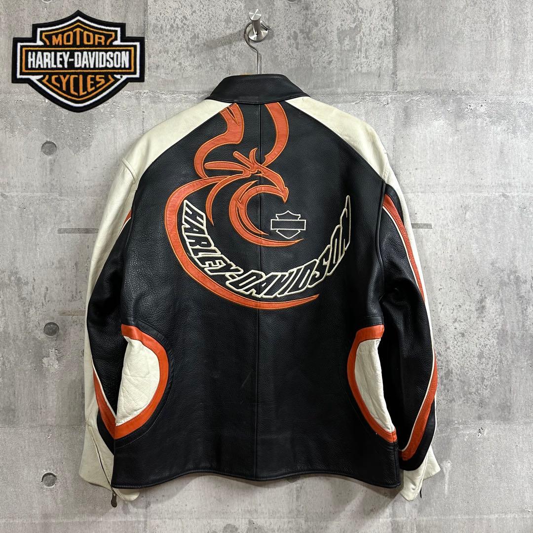 h*~様 ★HARLEY-DAVIDSON★本革 シングルライダース ビッグロゴ