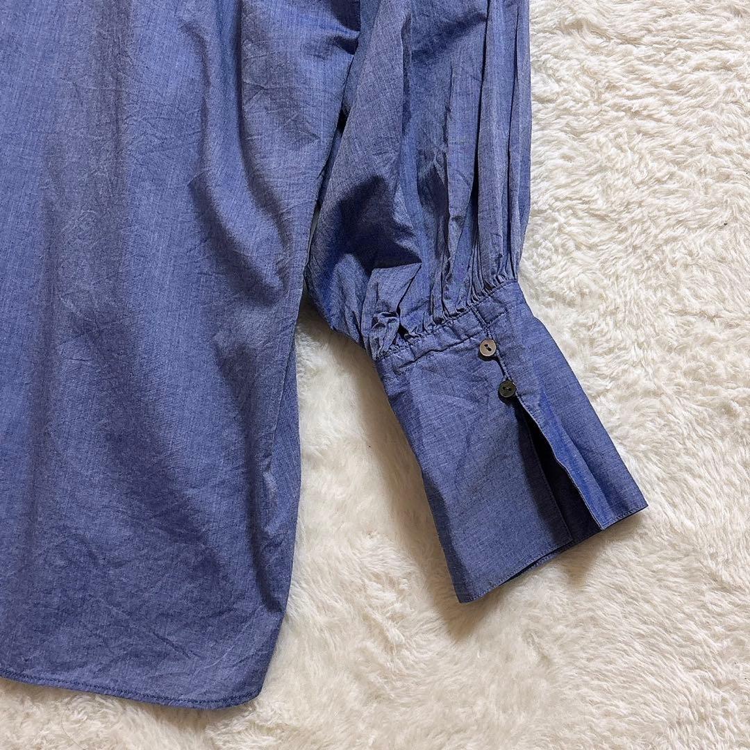 [美品]curensolosy シャンブレーフリルブラウス ブルー F