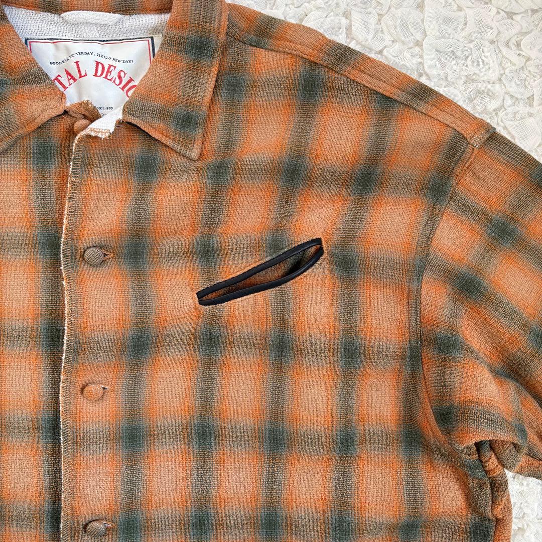 美品　natal design エルボーパッチオンブレチェックシャツジャケット
