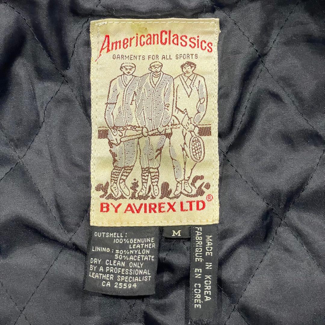 AVIREX バーシティジャケット オールレザー製　90s ダークブラウン　M