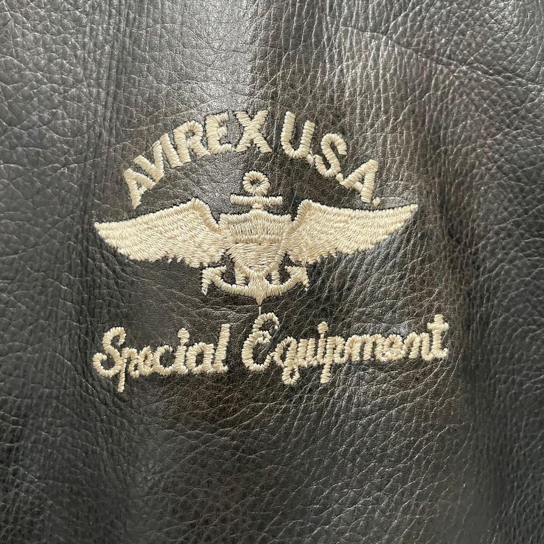AVIREX バーシティジャケット オールレザー製　90s ダークブラウン　M