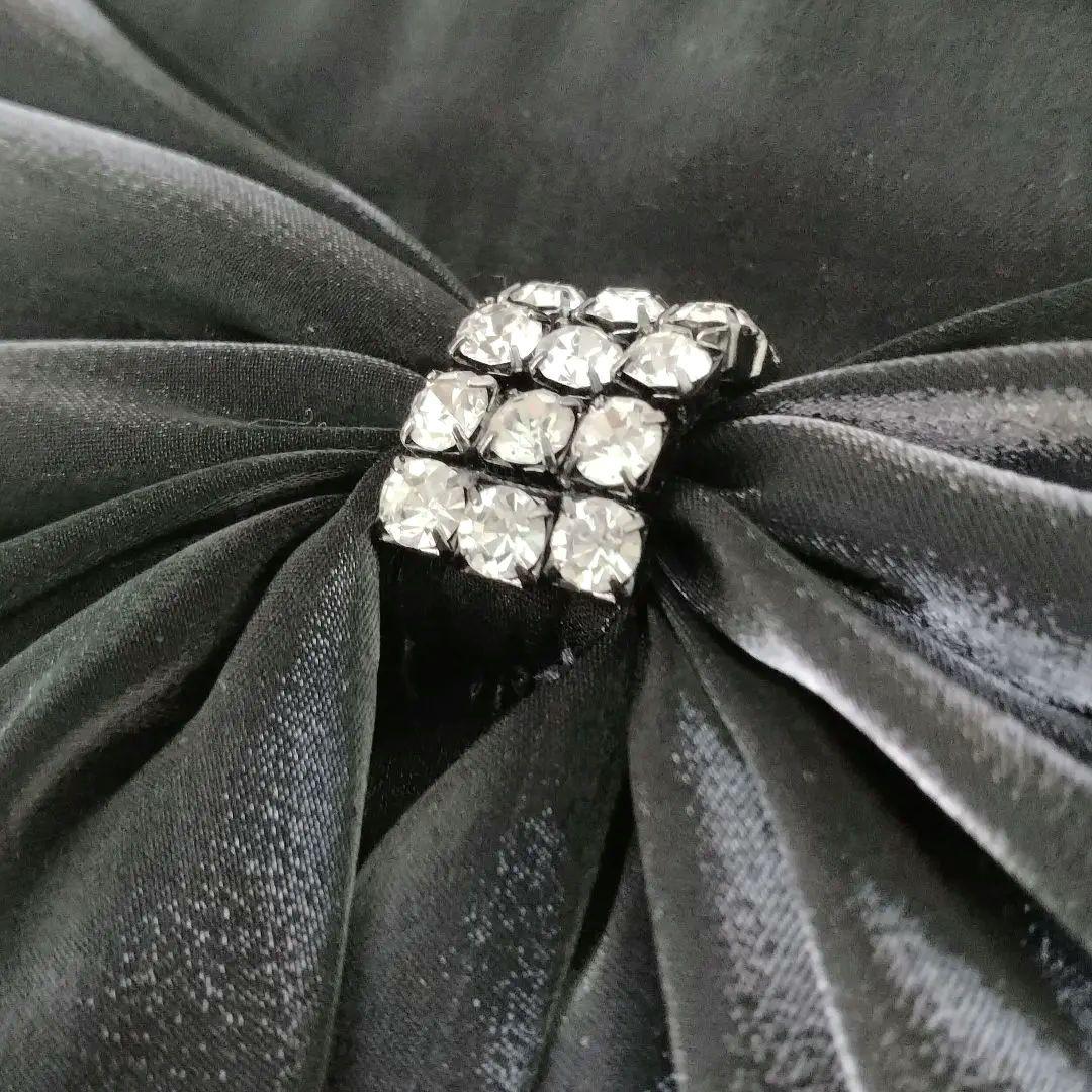 東京ソワール パーティバッグ スワロフスキー 結婚式 リボン ブラック サテン