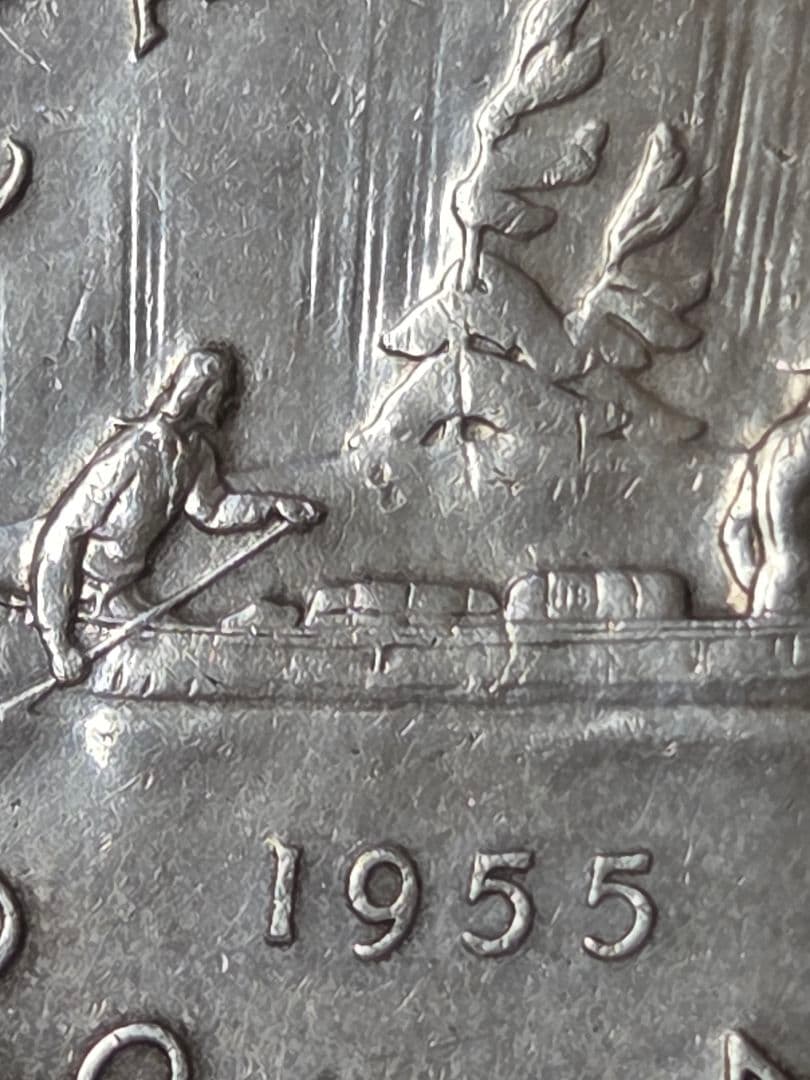 (稀少なバラエティ)　カナダ連邦　エリザベス2世　1 ドル銀貨　1957
