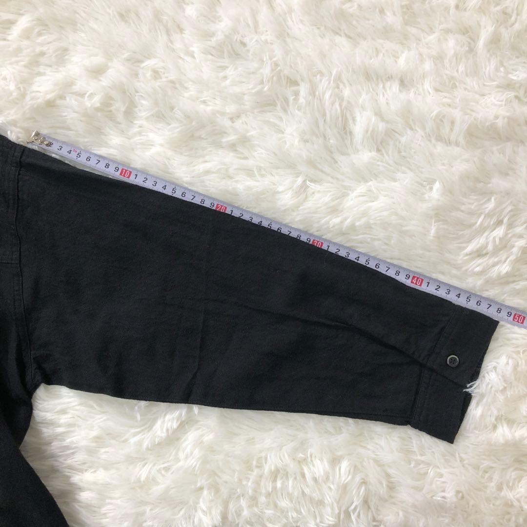 ソウルベリー✨ちょっぴり大胆な、黒のワンピース 綿麻 M バンドカラー