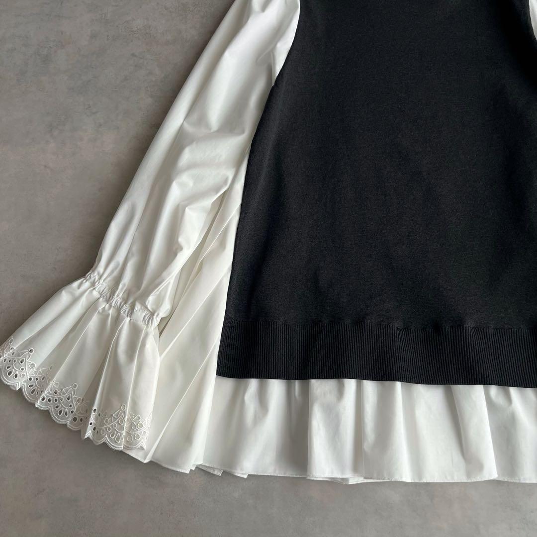 UNITED ARROWS プリーツ コンビ ニット ブラウス