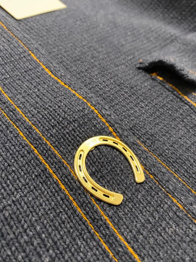 ZARA コントラストボタン付きニットジャケット カーディガン ブルー M
