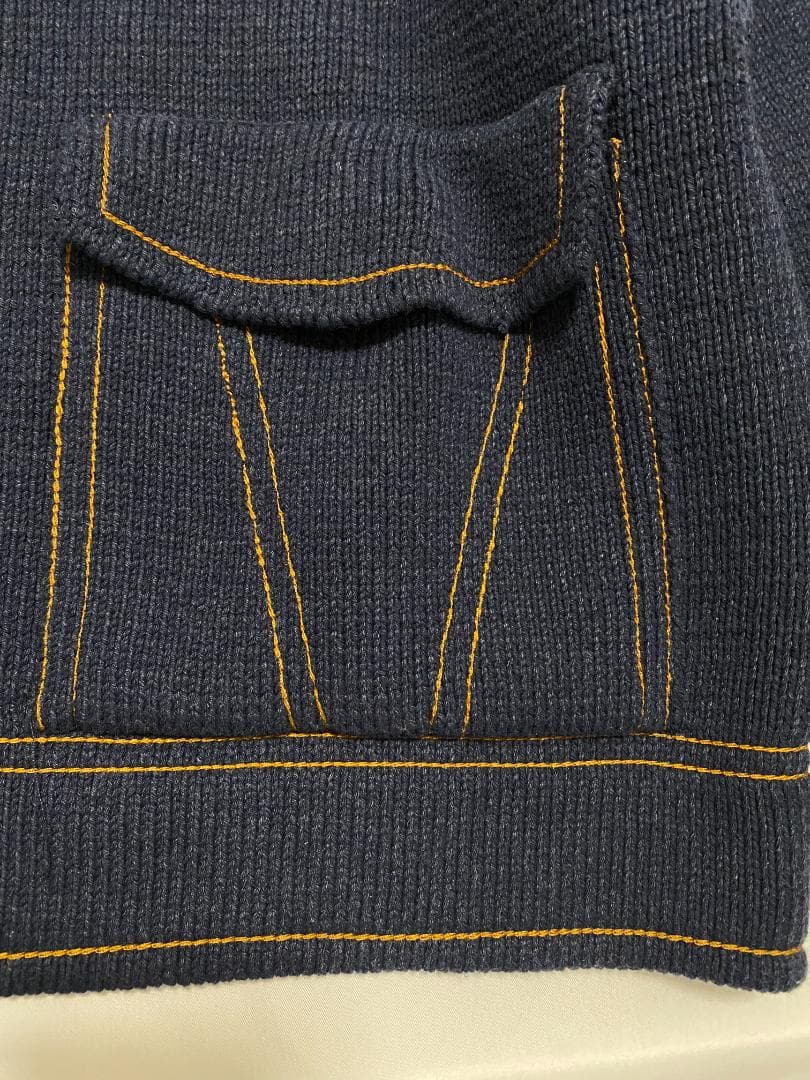 ZARA コントラストボタン付きニットジャケット カーディガン ブルー M