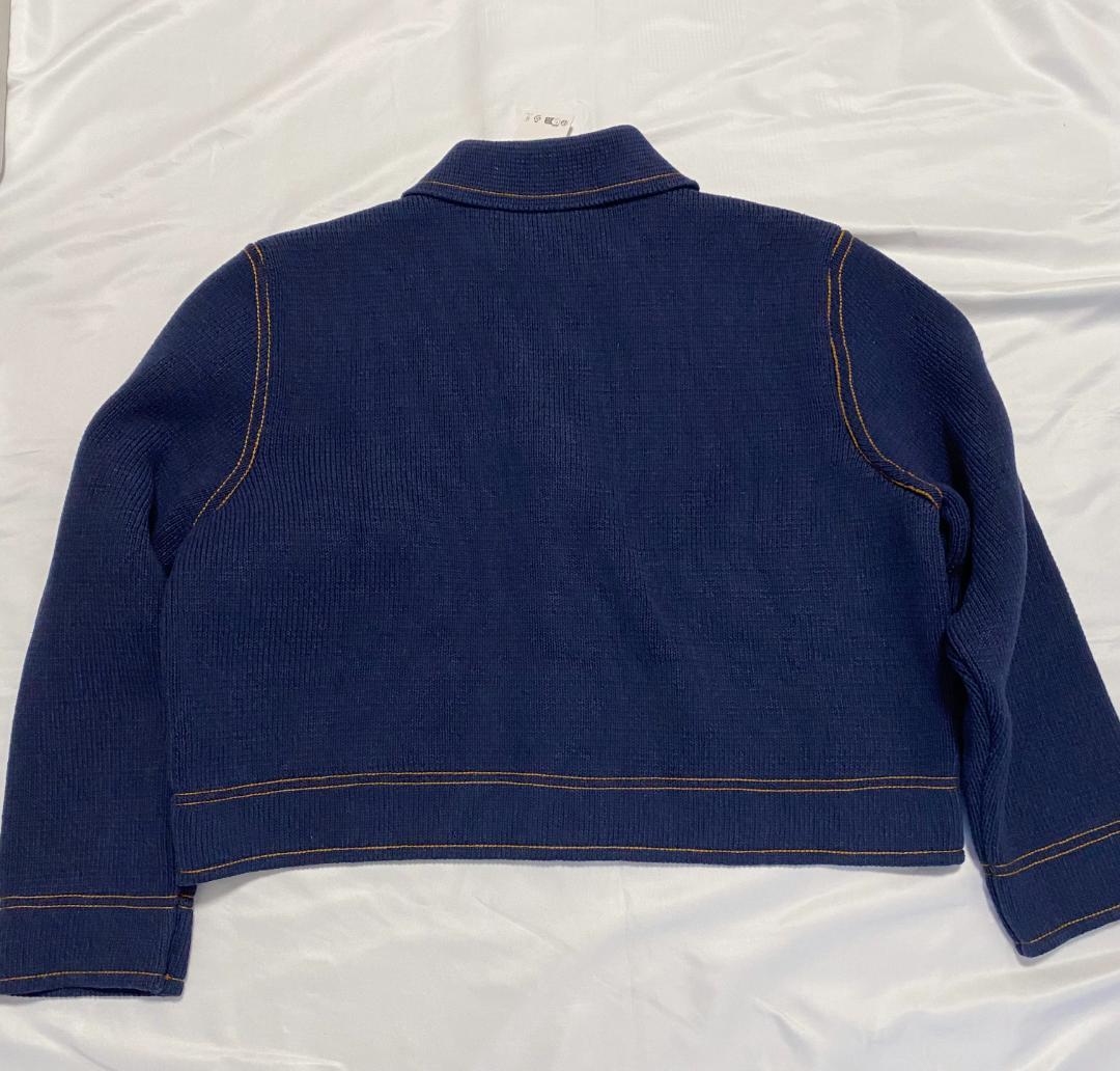 ZARA コントラストボタン付きニットジャケット カーディガン ブルー M