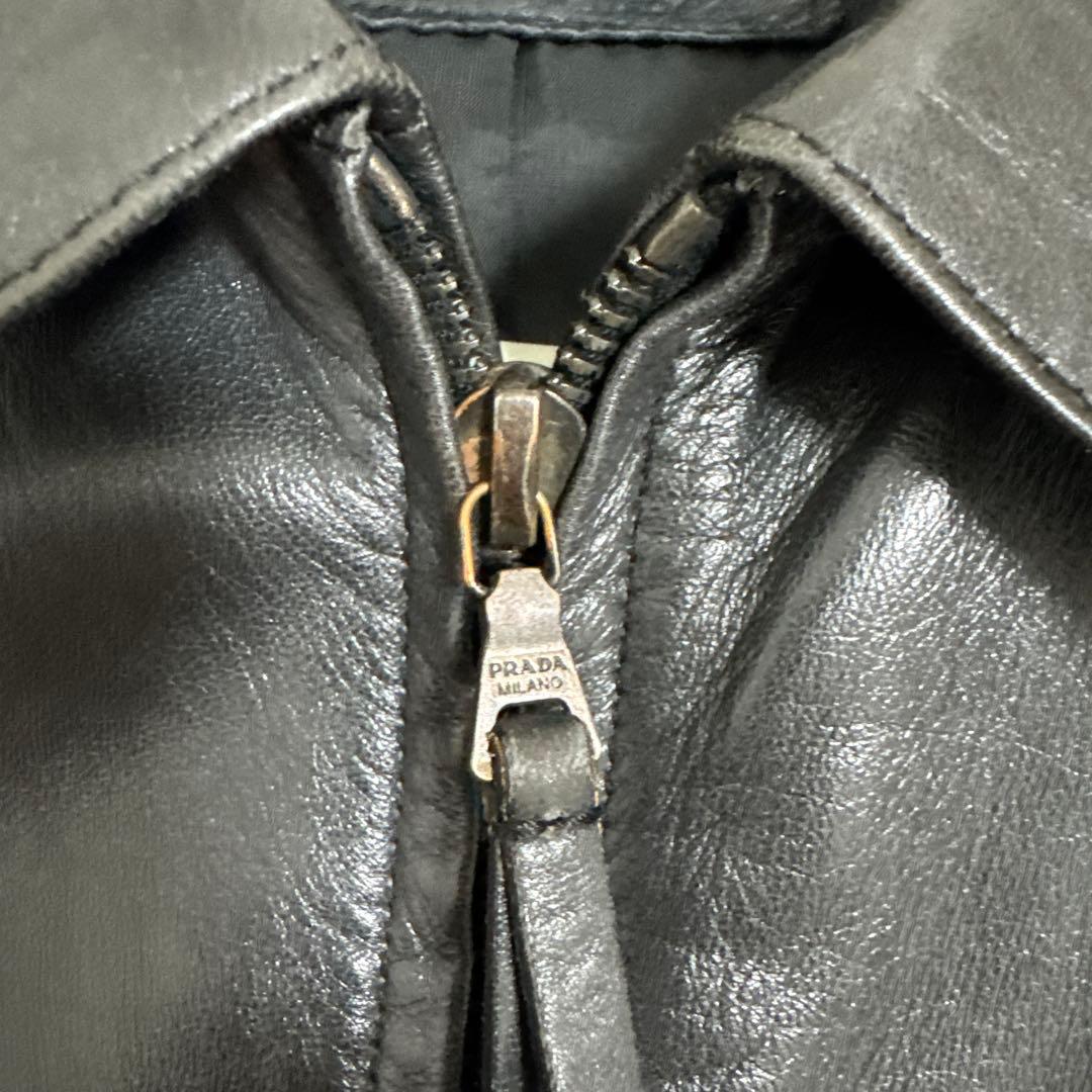 PRADA プラダ ラムレザー ジャケット 黒 48 イタリア製 本革