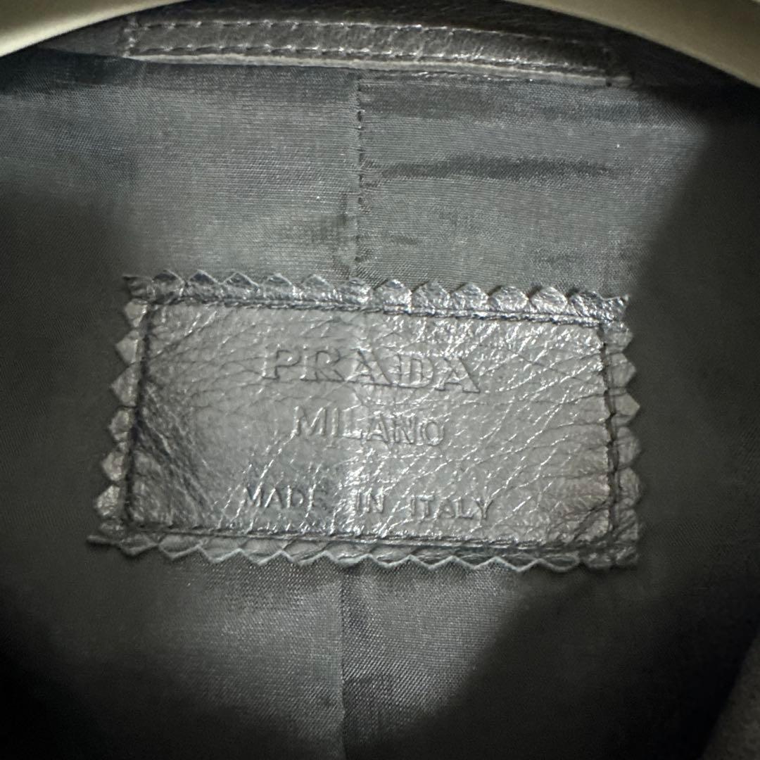 PRADA プラダ ラムレザー ジャケット 黒 48 イタリア製 本革