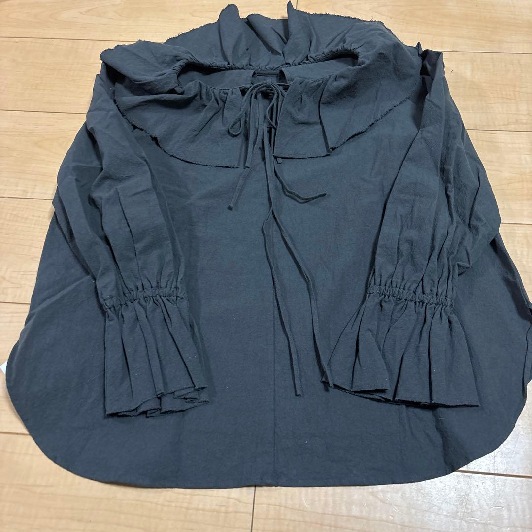 SALON adam et ropé バックリボンフリルカラーコットンブラウス