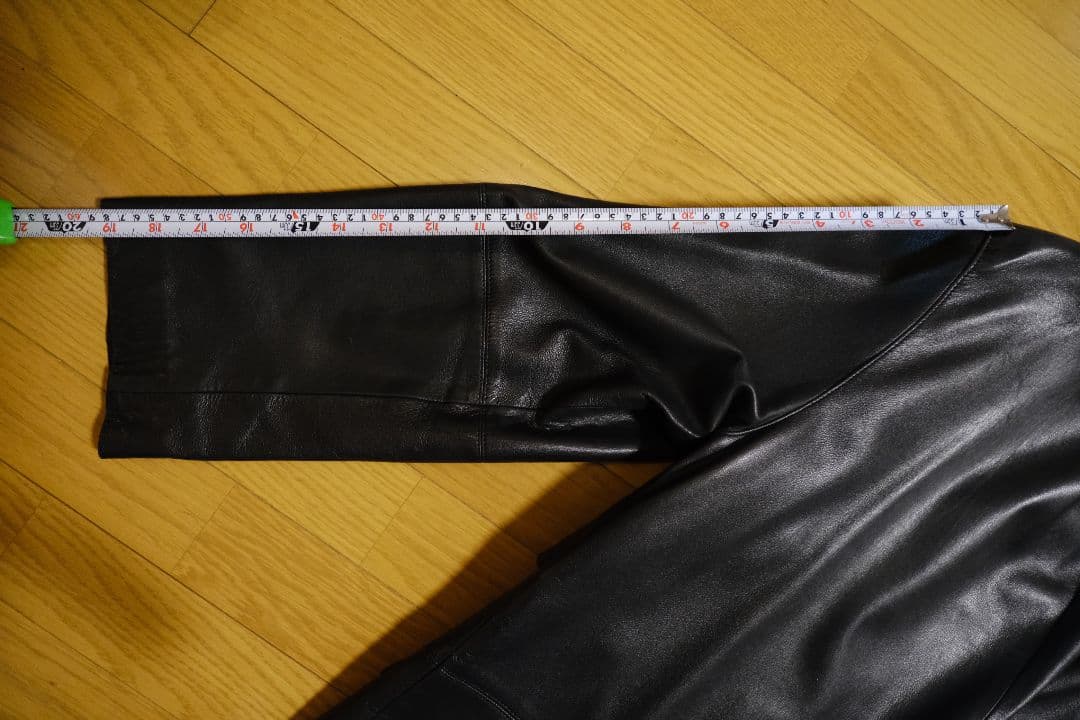 LANVIN Studio PARIS 羊革レザーコート黒 ロング丈 50-36