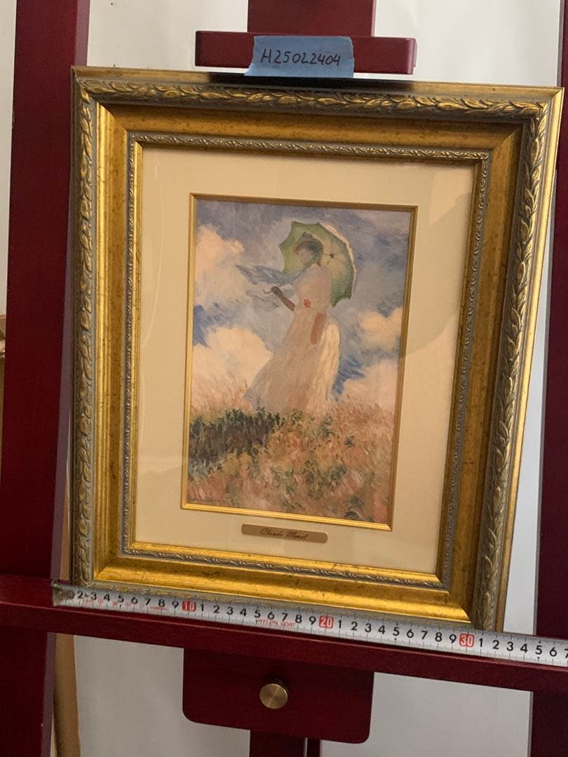 クロード・モネ　日傘をさす女　印刷画 金色　フレーム　金枠　額縁　絵画