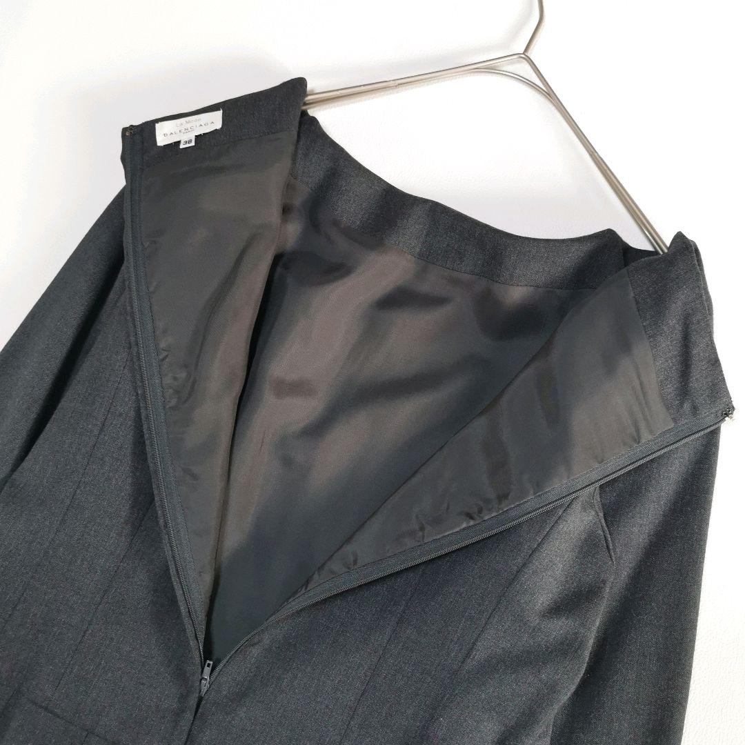 【美品✨】バレンシアガ ロングワンピース プリーツ フレア ウール100% 38