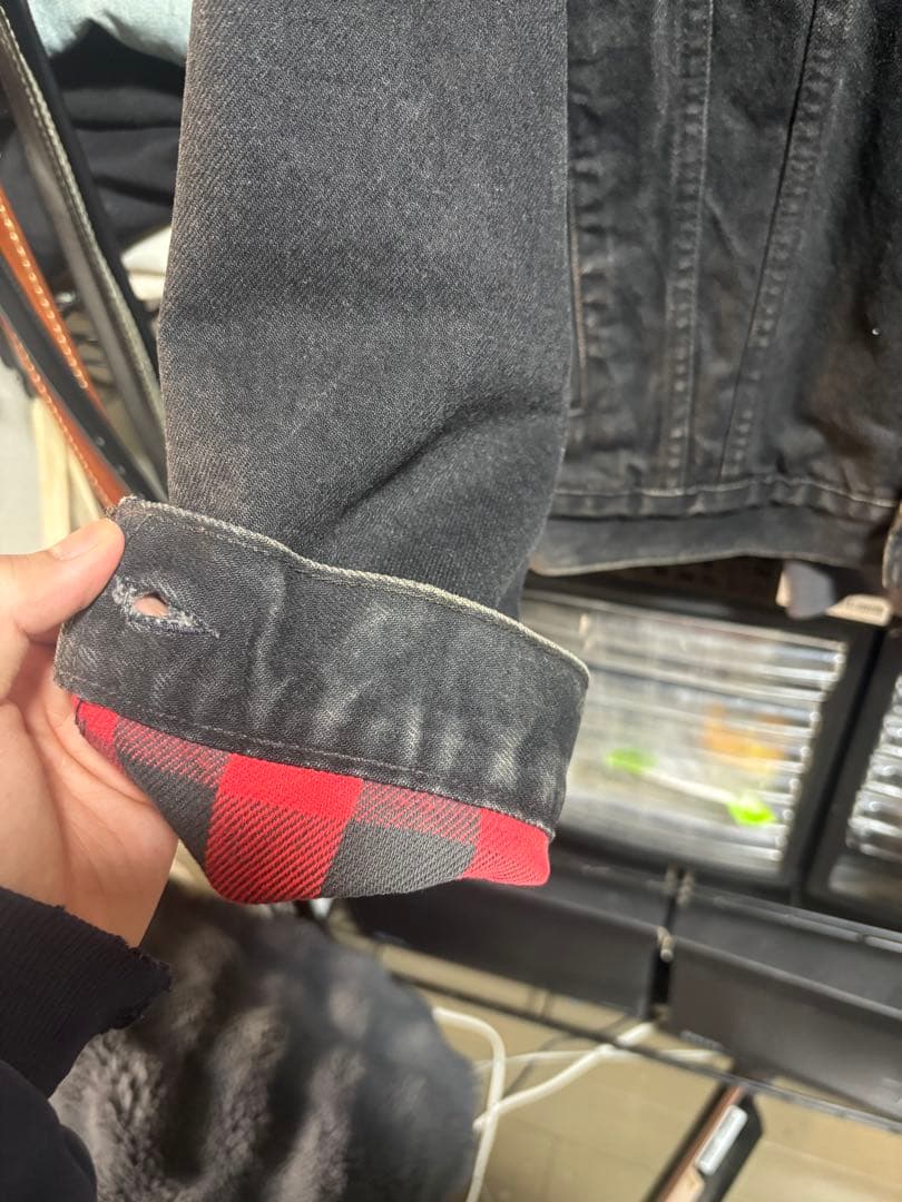 Levi's デニムジャケット リーバイス　裏地　チェック　赤黒