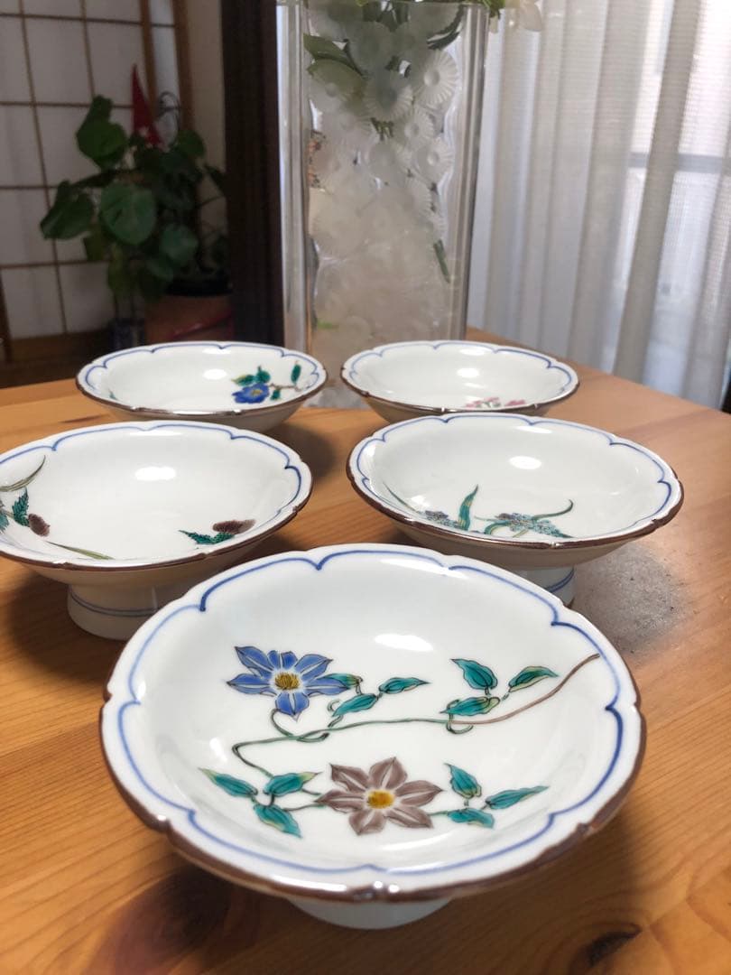 九谷焼　泰山窯　絵変わり　高台小鉢揃　5客　料亭