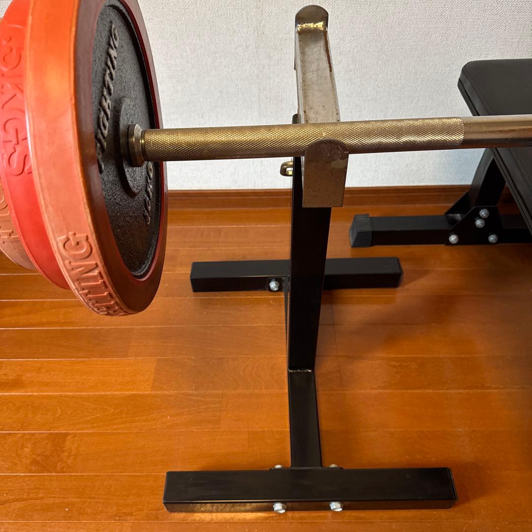 ベンチ、シャフト、ラック、バーベル総４５ｋｇのセット(引き取り限定)