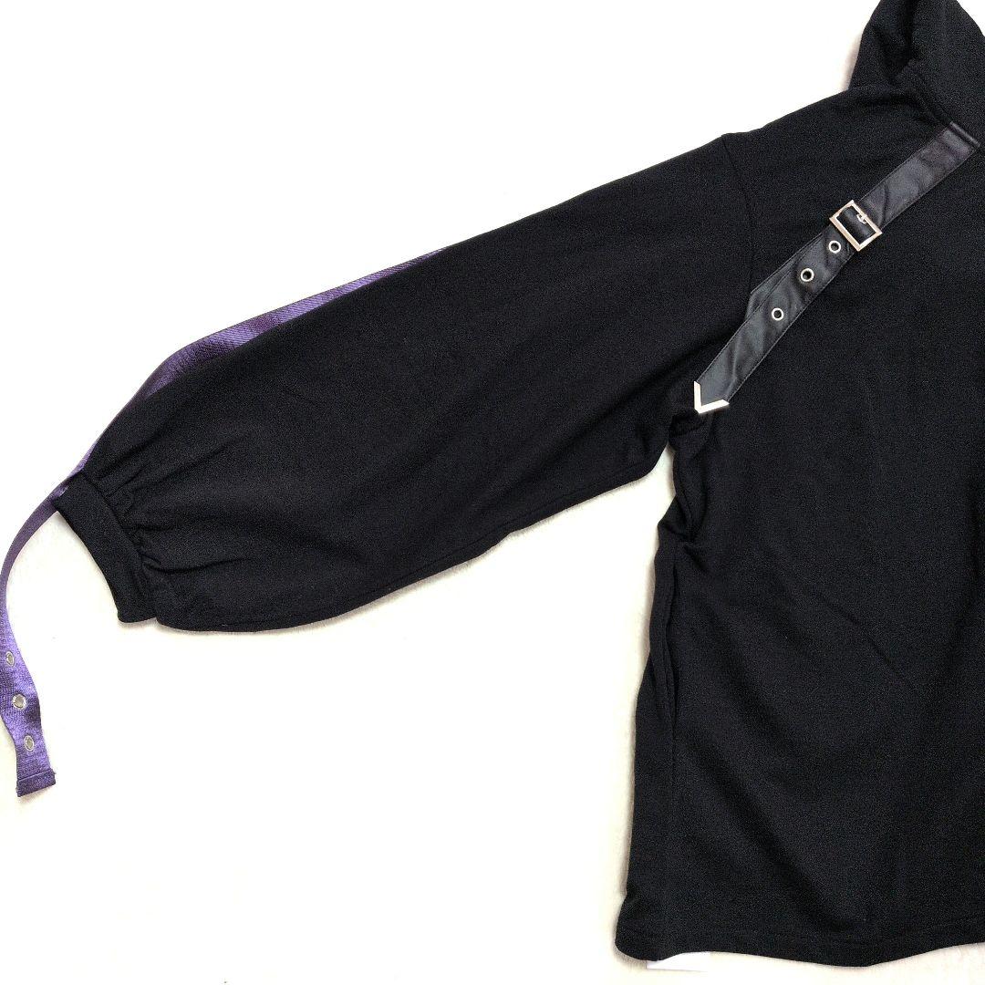 新品タグ付き アシメユニセックスビッグパーカー 黒 ドッキング フェイバリット