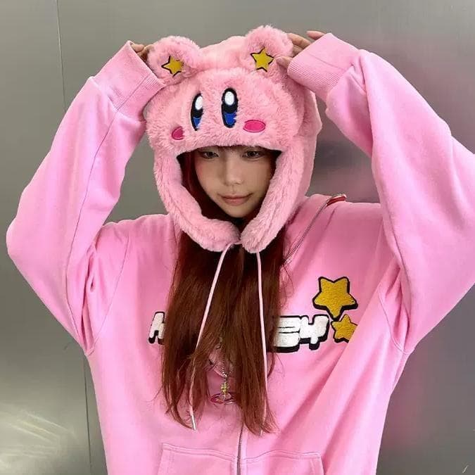 KAKAZZY 帽子 ニット帽 ビーニー 耳当て キャップ コスプレ カービィー
