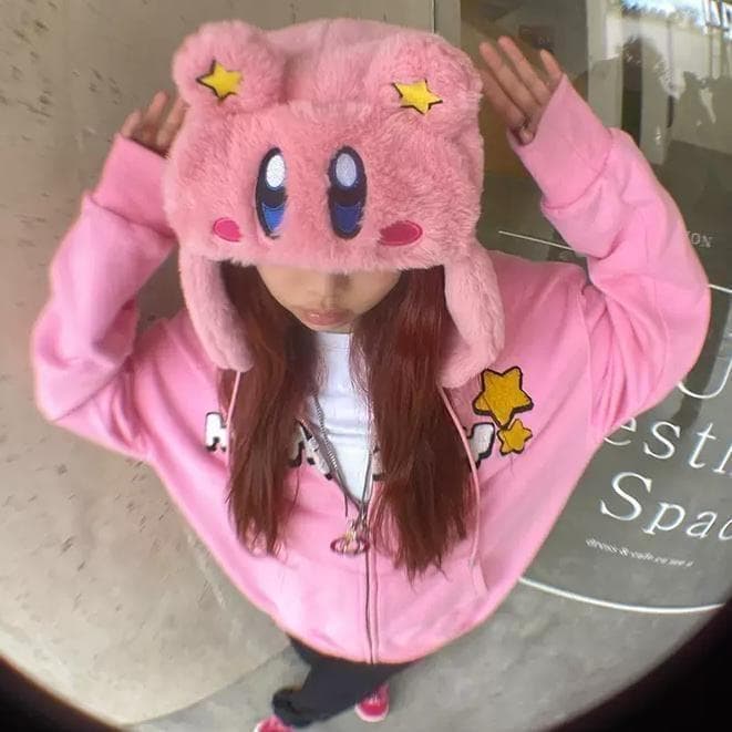 KAKAZZY 帽子 ニット帽 ビーニー 耳当て キャップ コスプレ カービィー