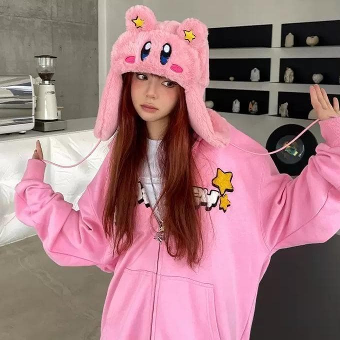 KAKAZZY 帽子 ニット帽 ビーニー 耳当て キャップ コスプレ カービィー