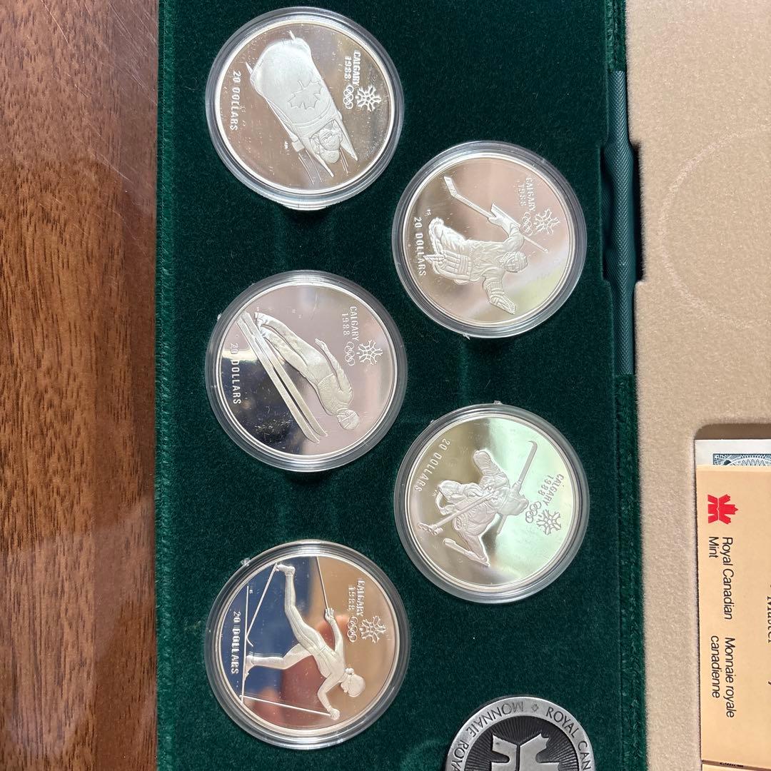 【激レア完品】カルガリー冬季五輪 20ドル銀貨 10枚セット 証書・大型ケース付