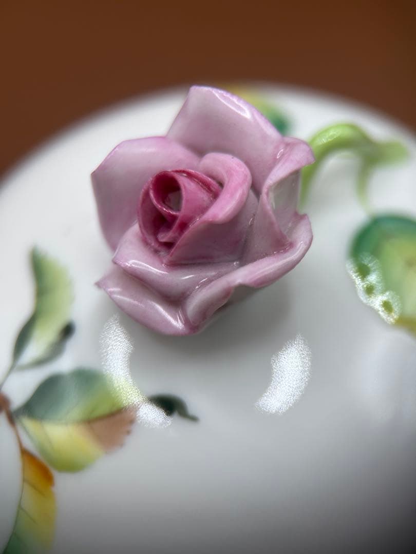 【箱付】ヘレンド　小物入れ　フルーツエスキース ボンボニエール 薔薇 6153