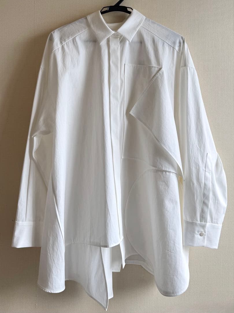 トップス ENFOLD PLATE SHIRT 38 WHITE