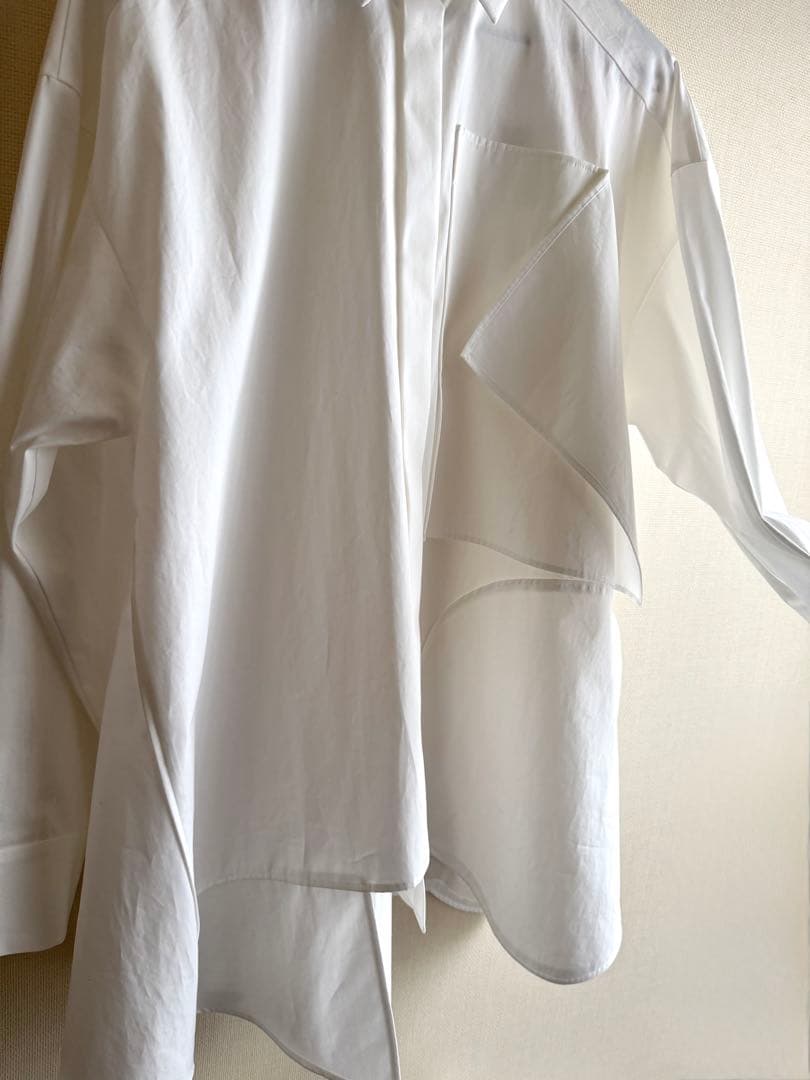 トップス ENFOLD PLATE SHIRT 38 WHITE