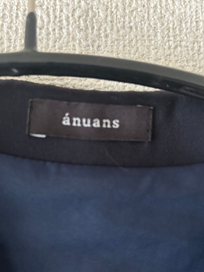美品anuans（アニュアンス）ピンタックデザインフレアワンピース ネイビー M