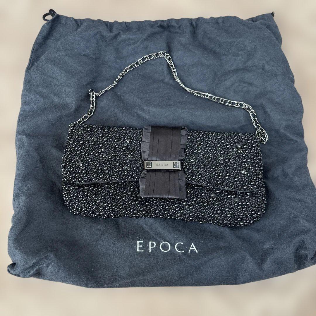 EPOCA ビーズ装飾 黒 パーティーバッグ