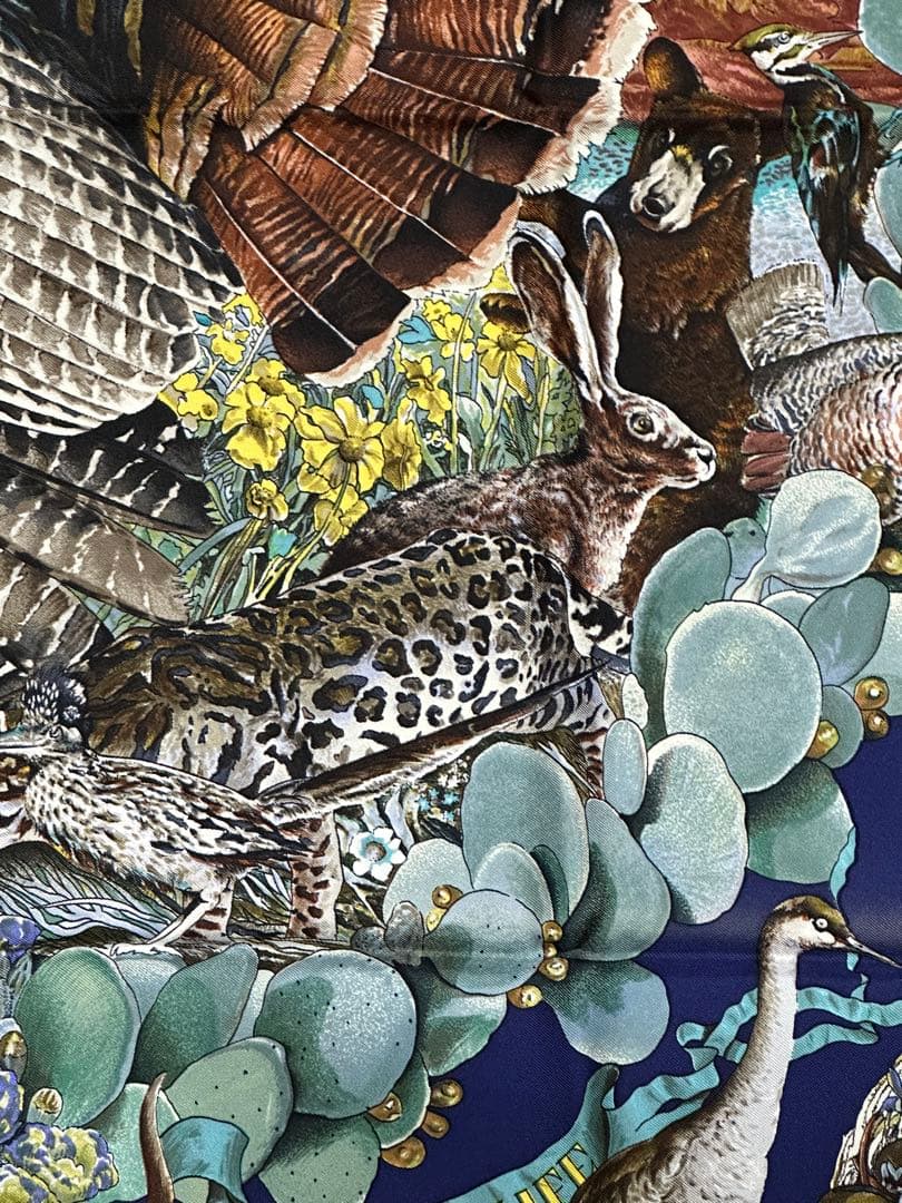 エルメス スカーフ カレ90 テキサス動植物図鑑 TEXAS WILDLIFE