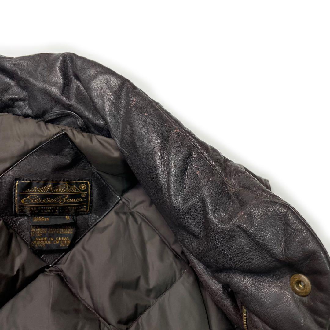 80’s Eddie Bauer 黒タグ レザーダウンベスト グースダウン
