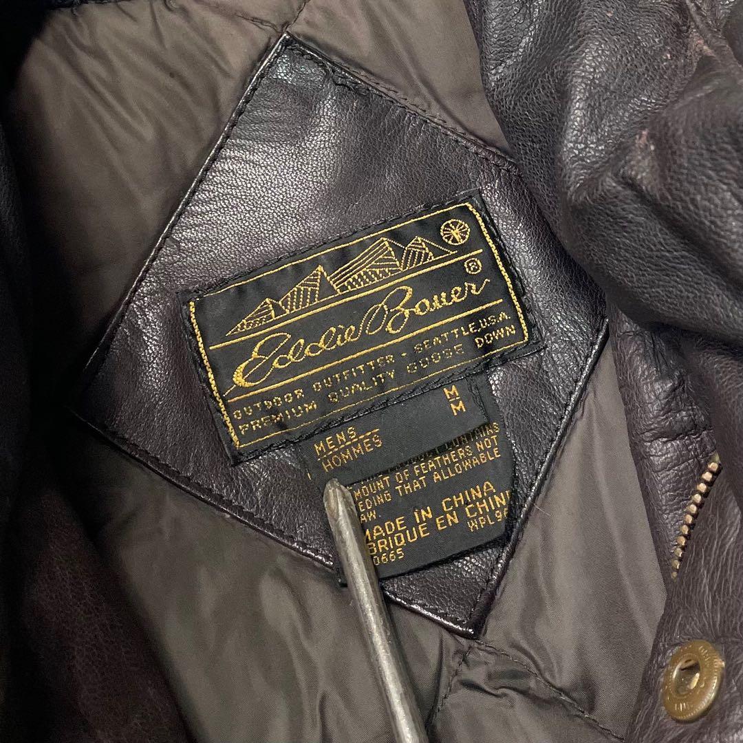 80’s Eddie Bauer 黒タグ レザーダウンベスト グースダウン