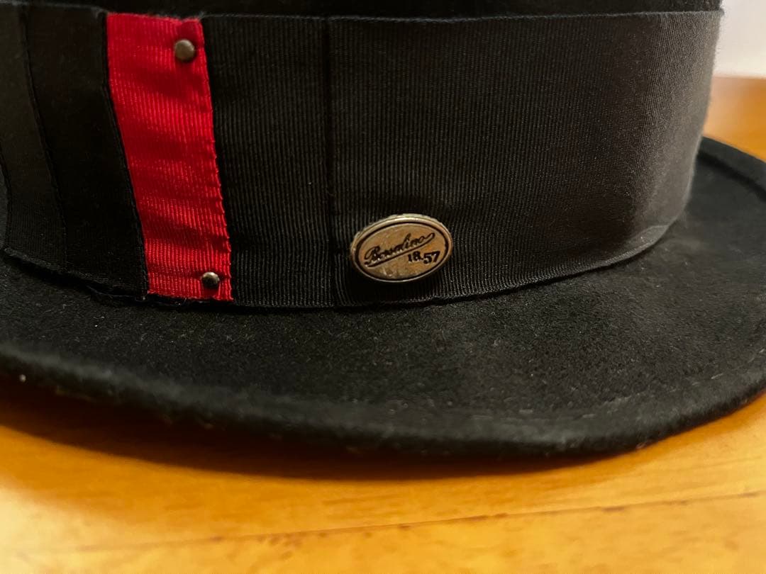 Borsalino ウールボーラーハット XL 黒・赤