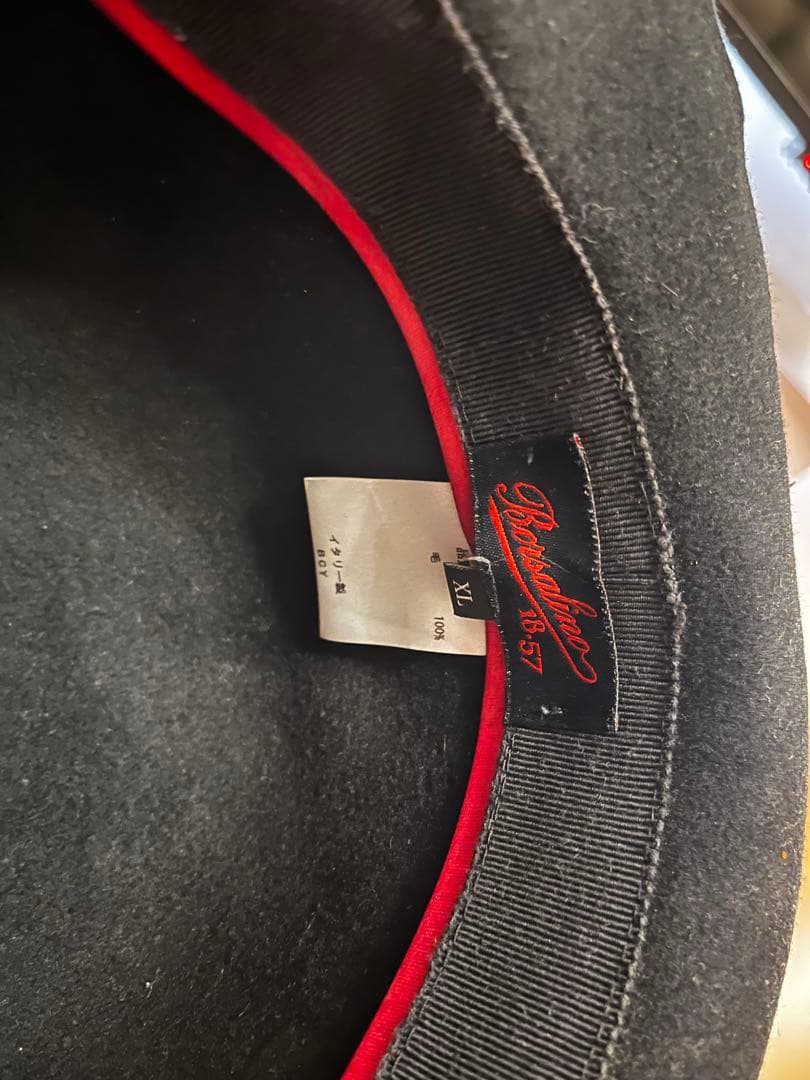 Borsalino ウールボーラーハット XL 黒・赤
