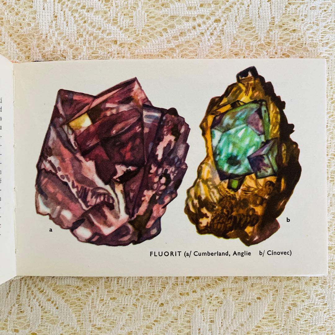 洋書　古書　チェコ語の鉱物図鑑　豊富なカラーイラスト♡　ヴィンテージ
