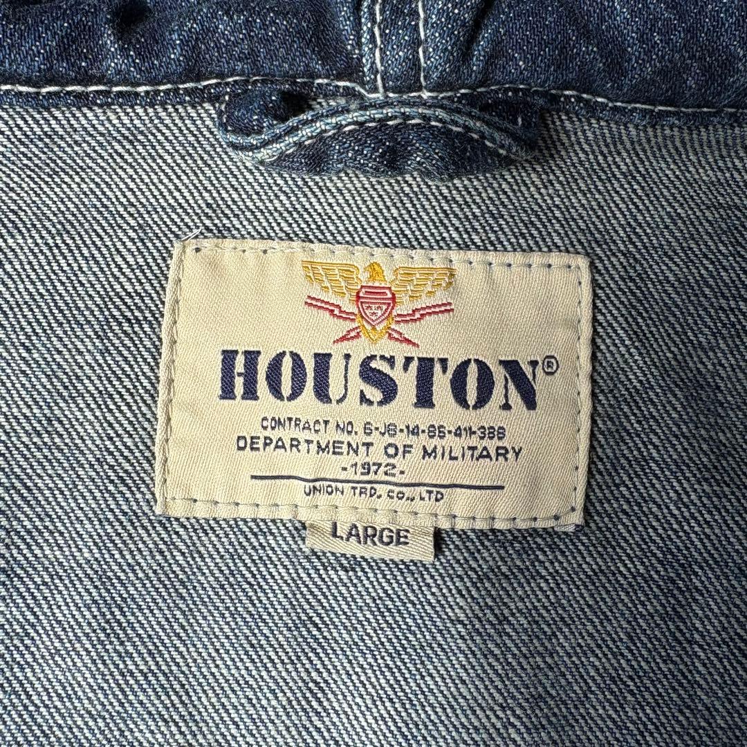 HOUSTON ヒューストン デニム US NAVY フック パーカー L