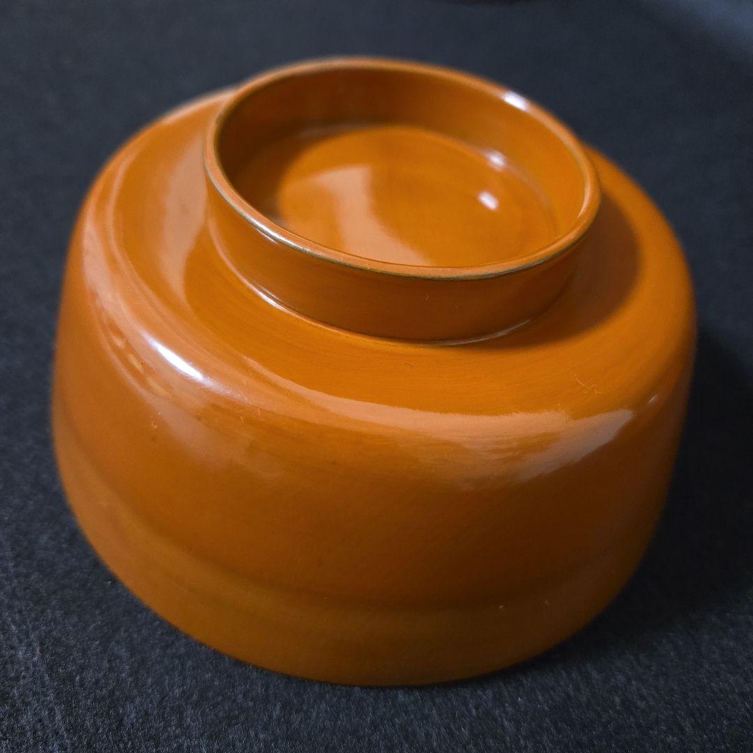 漆器 朱塗り 蒔絵 亀文様 蓋付椀 4客＋蓋5点 木製 吸物椀 アンティーク