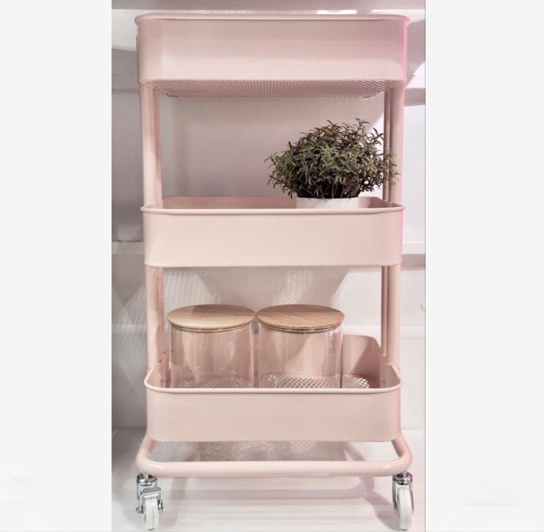 希少♡ 【IKEA】 新品未開封 ロースコグ ピンク 3段ワゴン
