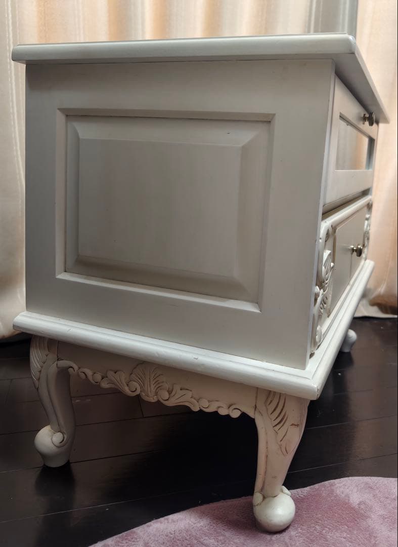 猫脚 テレビボード 白家具 フレンチ アンティーク 姫 TV台 VIOLETTA