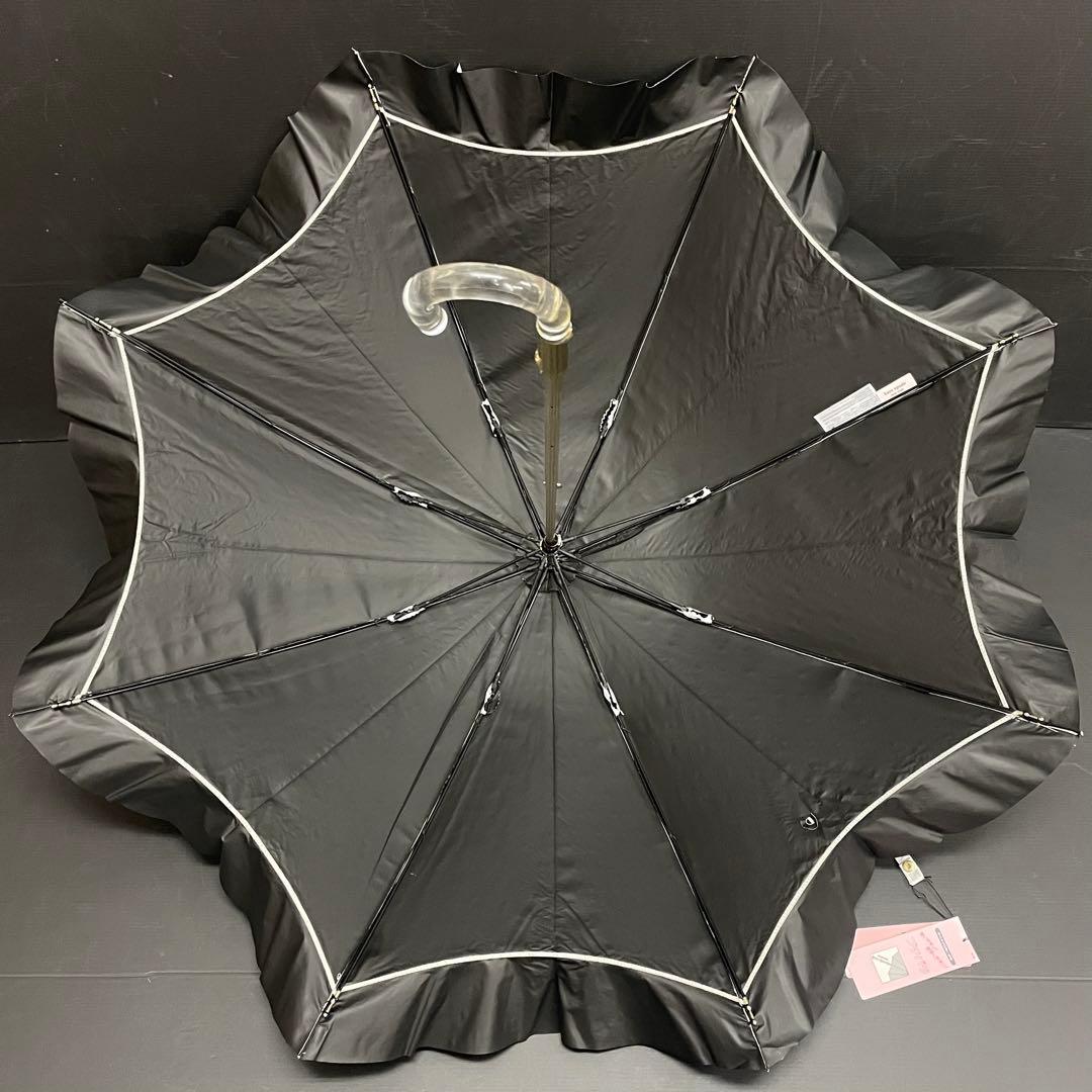 お*ん様 新品52930 ケイトスペード＊白ホワイトフリル1級遮光晴雨兼用日傘雨