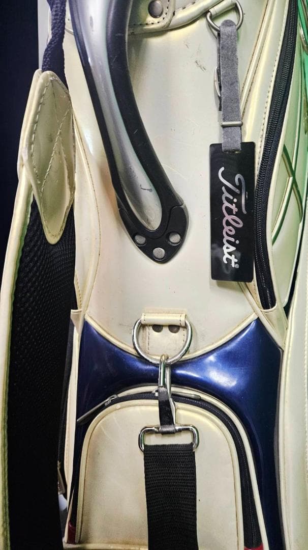 きくすけ送料無Titleist 高級エナメル大型キャディバッグトリコロール