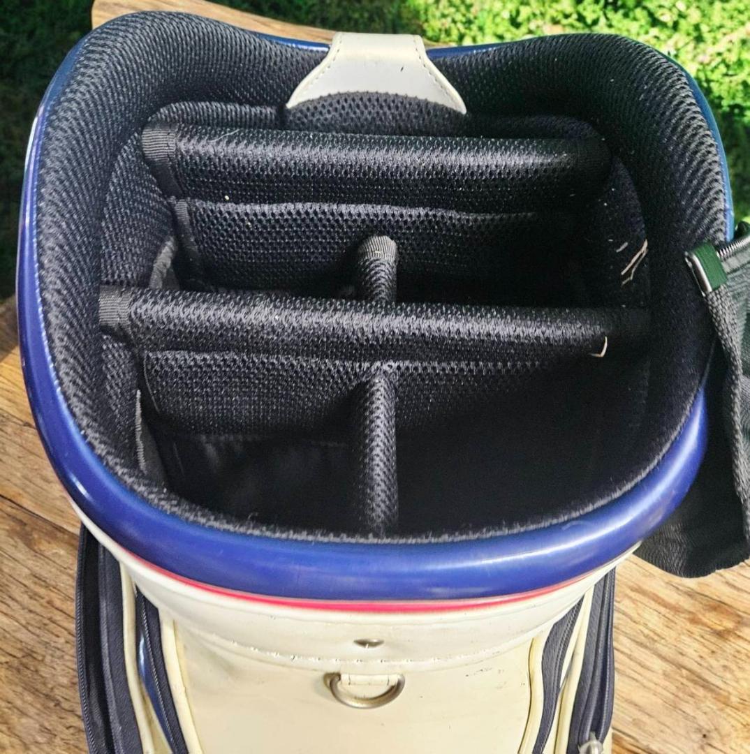 きくすけ送料無Titleist 高級エナメル大型キャディバッグトリコロール