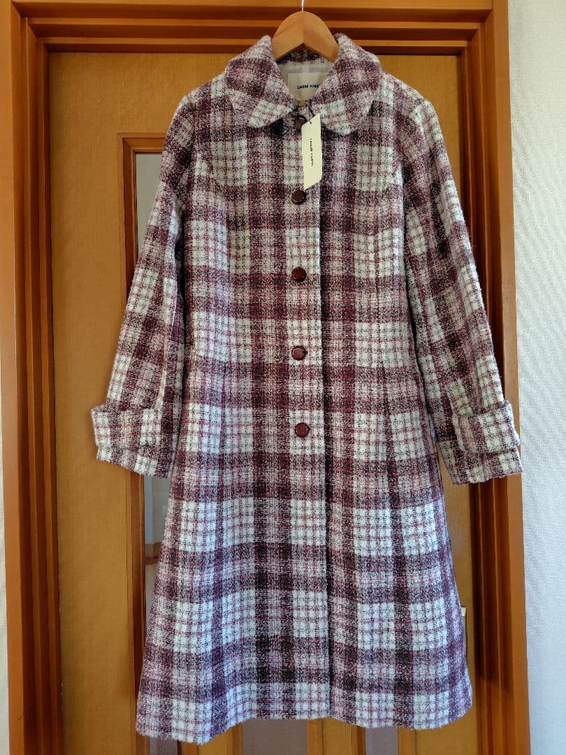 新品レッセパッセ【尾州織】チェックツイードステンカラーコート
