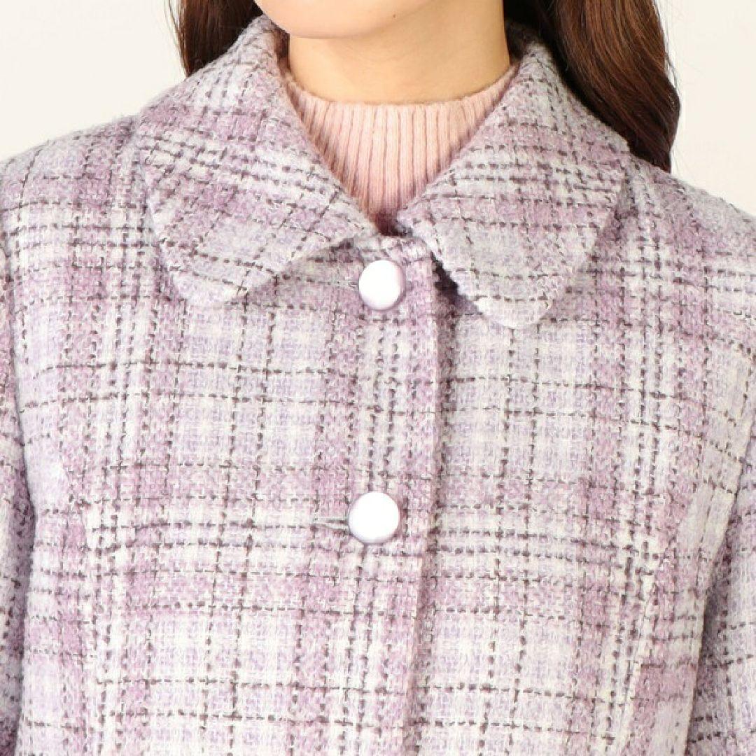 新品レッセパッセ【尾州織】チェックツイードステンカラーコート