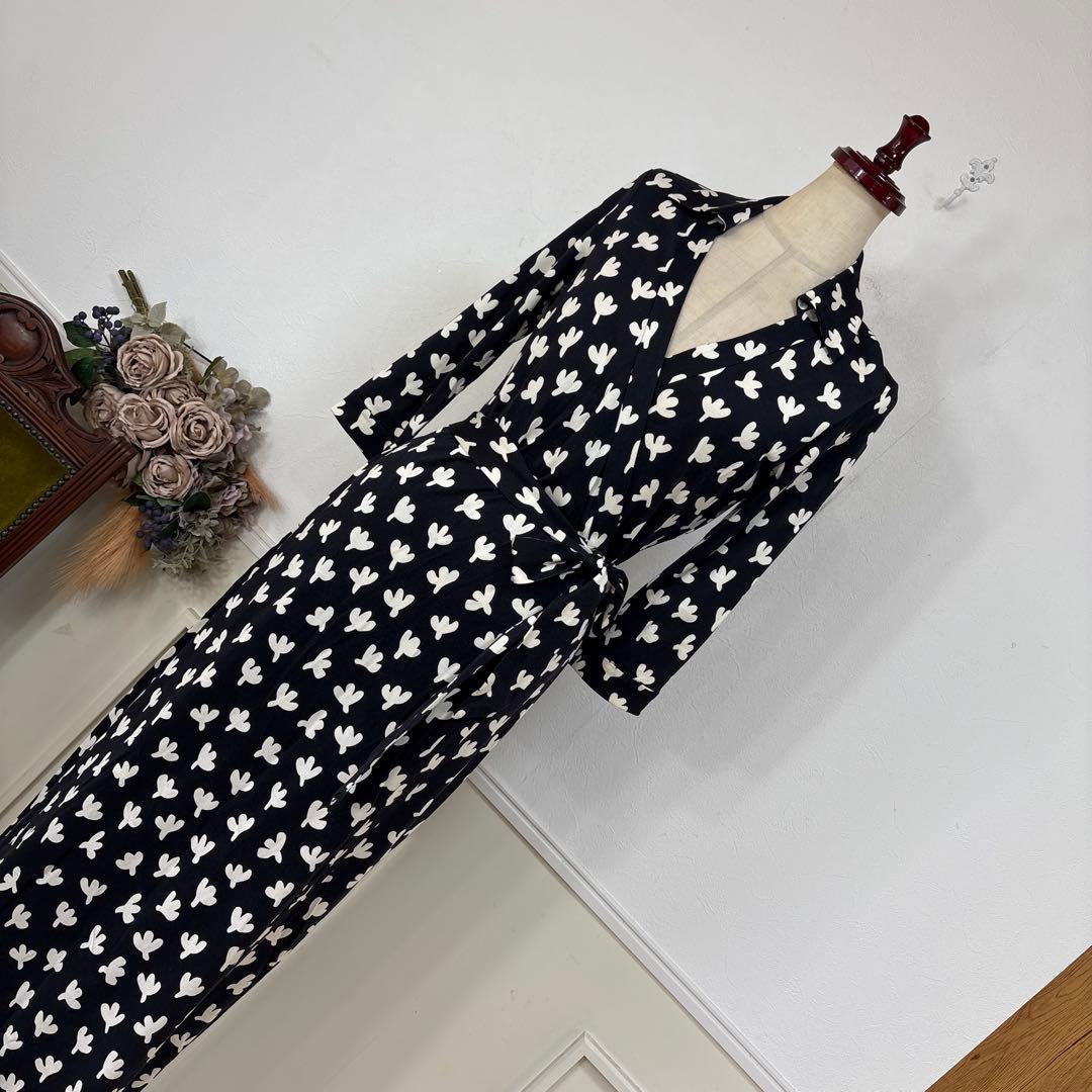 62美品　DIANE von FURSTENBERG モノクロ　ワンピース