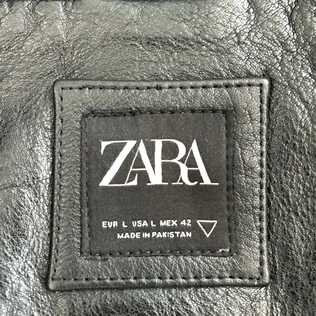 美品　ZARA バッファローレザー　本革　牛革　レザージャケット　Lサイズ