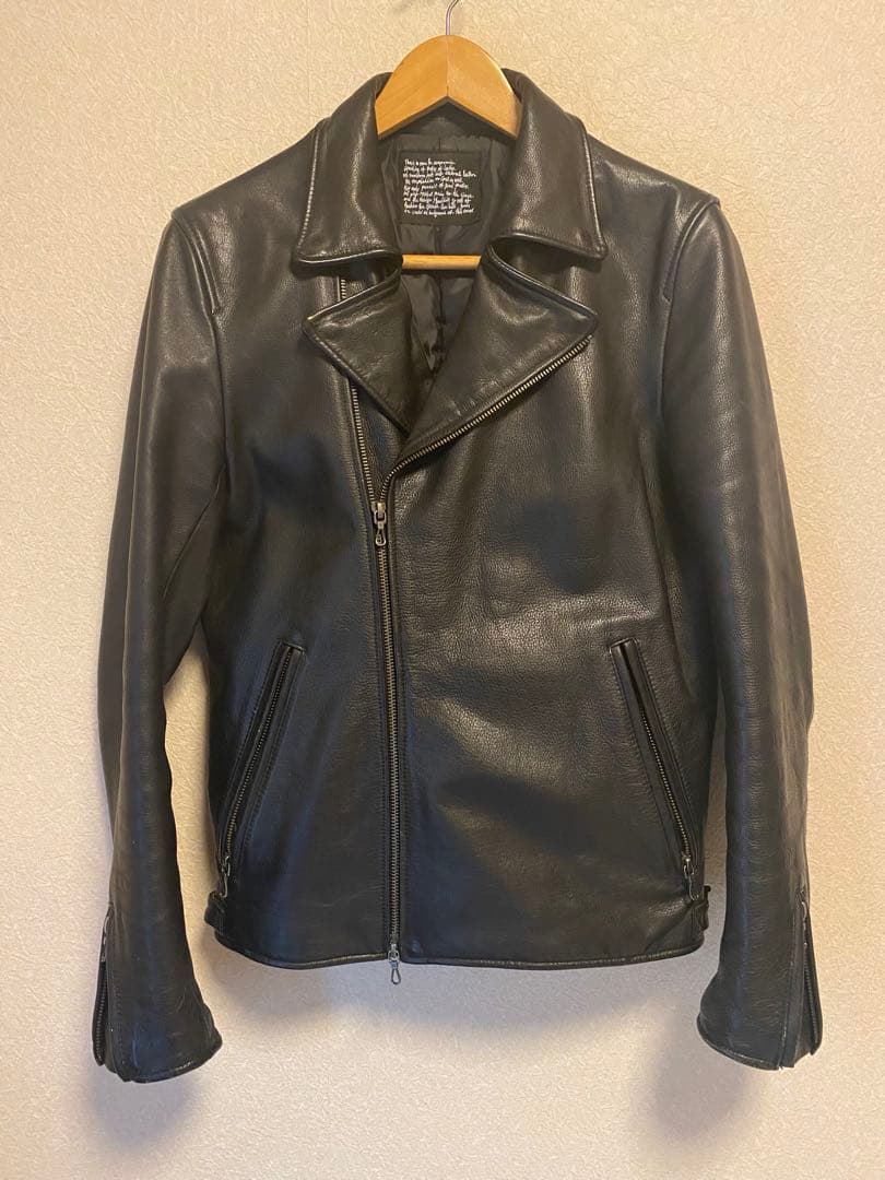 ナノユニバース 本革 ダブルライダースジャケット 美品 カウレザー